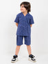 Royal Cruise Imported Cotton Short Set (Indigo Maze)